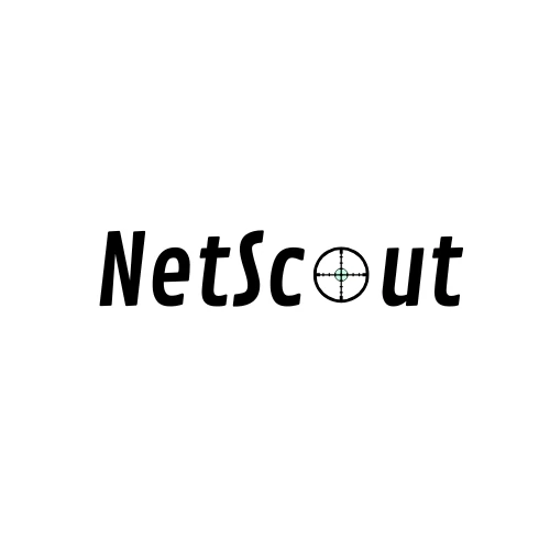 NetScout'un logosu, 'NetScout' markasını, 'o' harfine entegre edilmiş dairesel bir hedef sembolü ile birlikte, cesur, stilize siyah yazı tipinde gösterir. Arka plan düz beyazdır, logonun tasarımını vurgular.